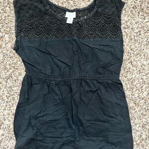 Motherhood Maternity Black Cropped Cap Sleeve Blouse